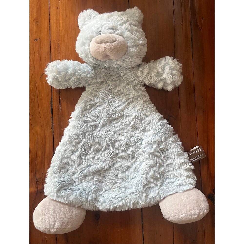 Demdaco Blake Teddy Bear Blue Rattle Security Blanket Lovey Plush Baby Soft Toy